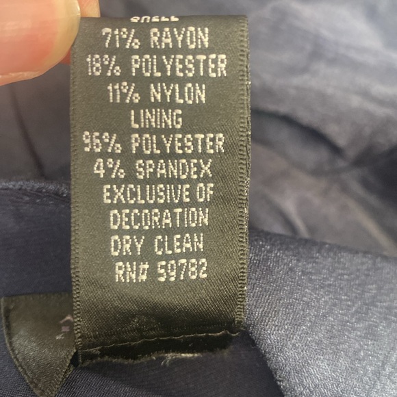 Adrianna Papell Navy Blue Ruffle Spaghetti Strap Cocktail Dress Size 14 - Picture 6 of 7